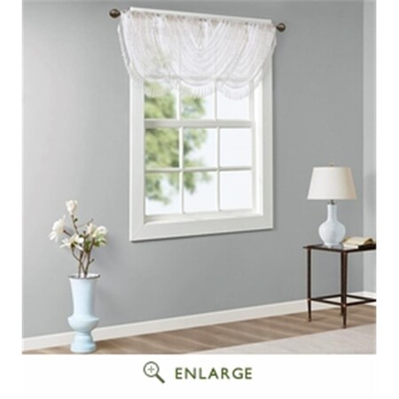 Madison Park 38 x 46 in. Irina Diamond Sheer Embroidered Waterfall Valance, White MP41-4933